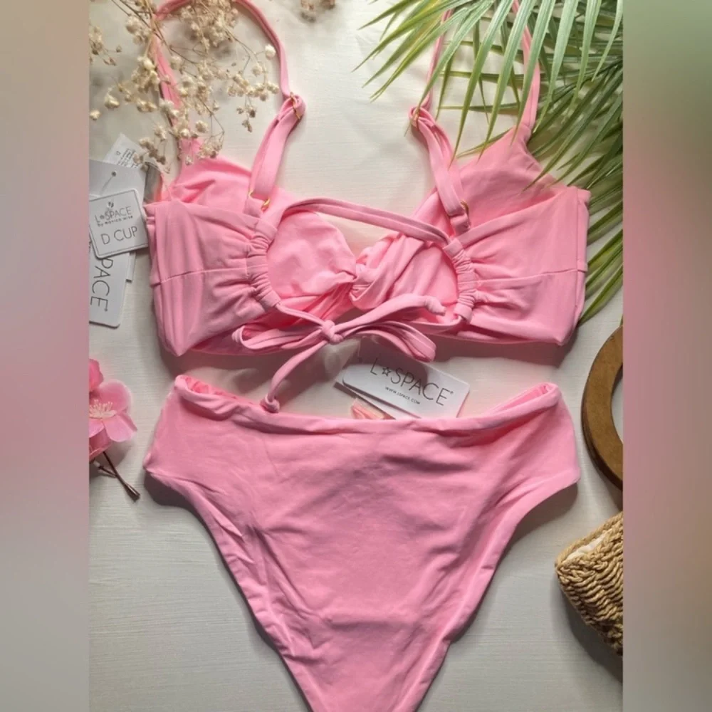L*Space Light Pink Ringo Knotted Top | Nancy Lee Bitsy Bottom in Light Pink